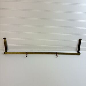 Vintage Paul Revere Solid Brass Wall Kitchen Rod Rail Copper Hooks Hanging Rack